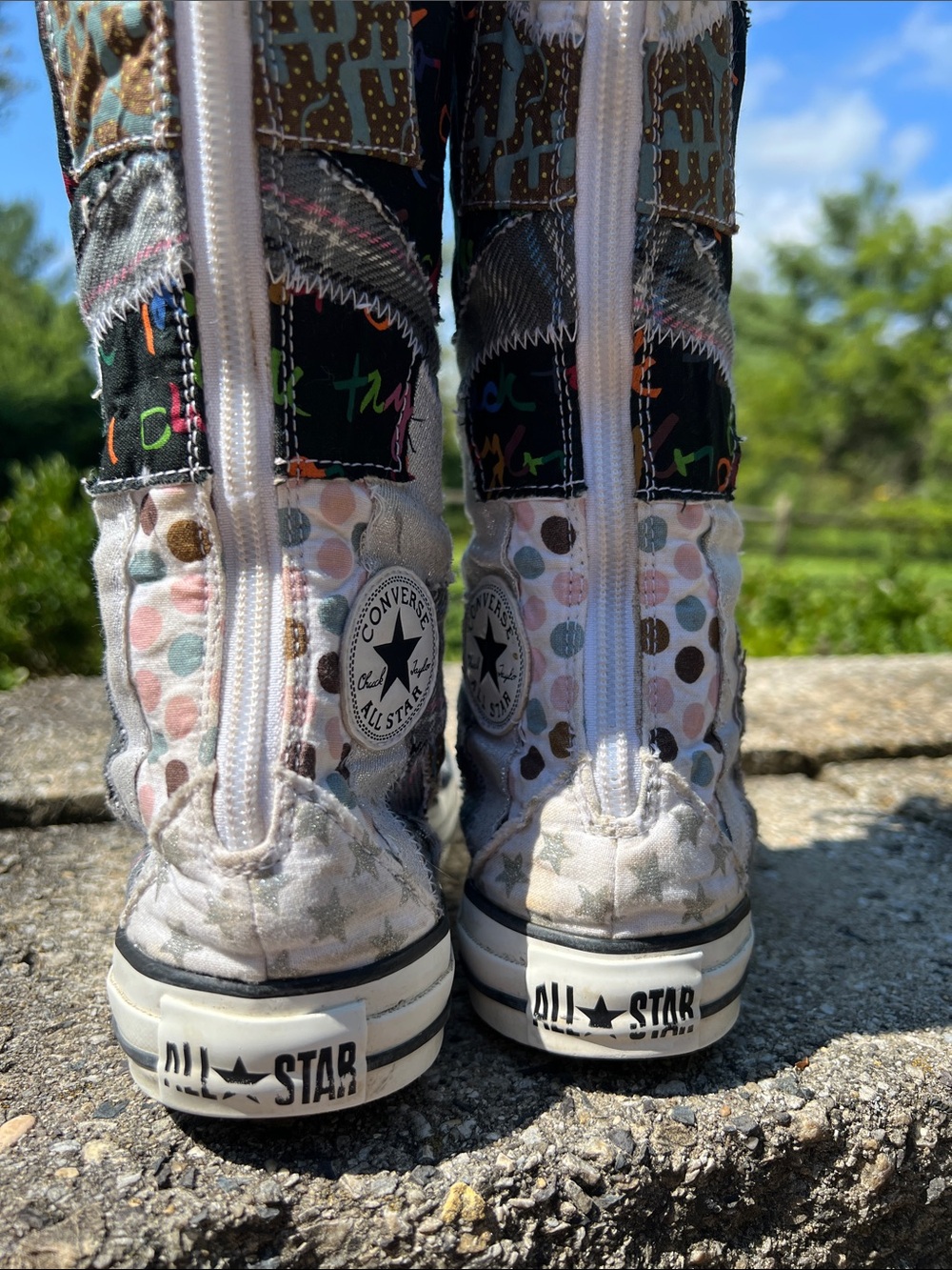 Rare Vintage Converse Chuck Taylor All Star Patchwork Knee-high Sneakers Size 6 - Picture 5 of 15